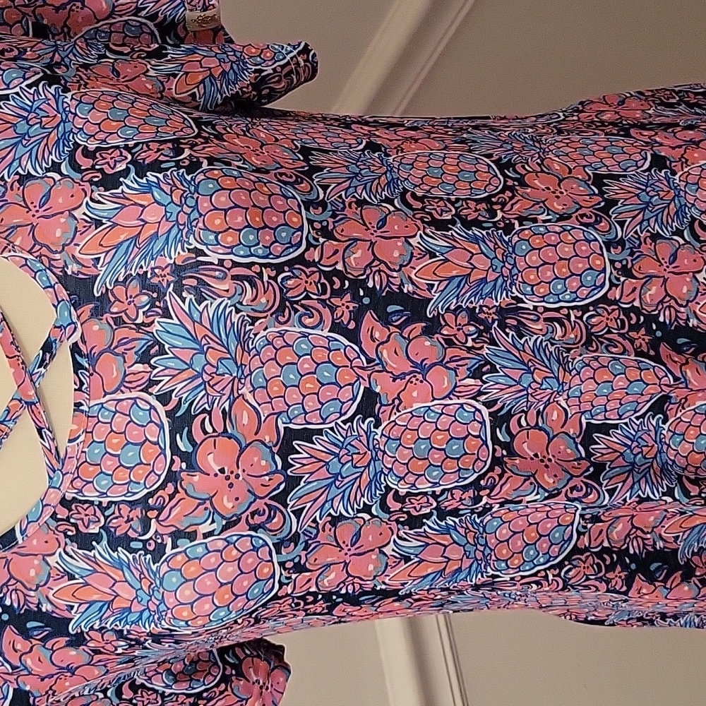 Simply Southern Pineapple Dress Pink And Blue Womens Small - Picture 2 of 5